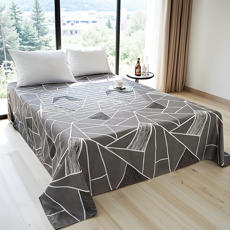 TEMU 1pc Bed Sheet. Triangle Geometric Pattern Printed Bed Sheet, Pillowcase Not Included