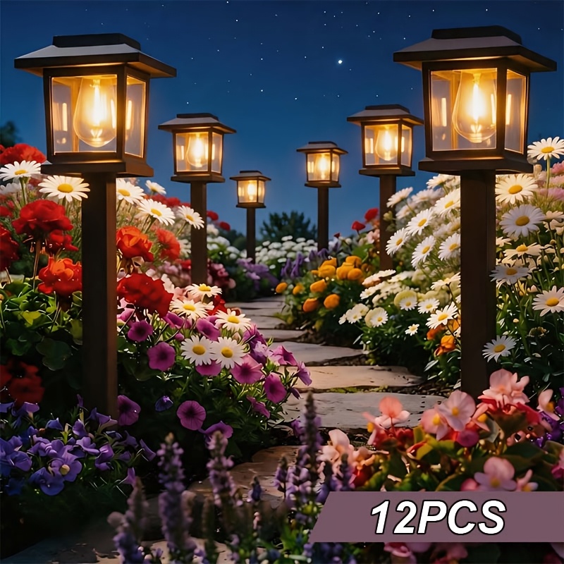 TEMU 12pcs Solar Outdoor/ Bulb Solar Aisle Light, Ip44 /intelligent Light Sense, Outdoor Solar Light Type Applicable: Yard/lawn/gardening/landscape