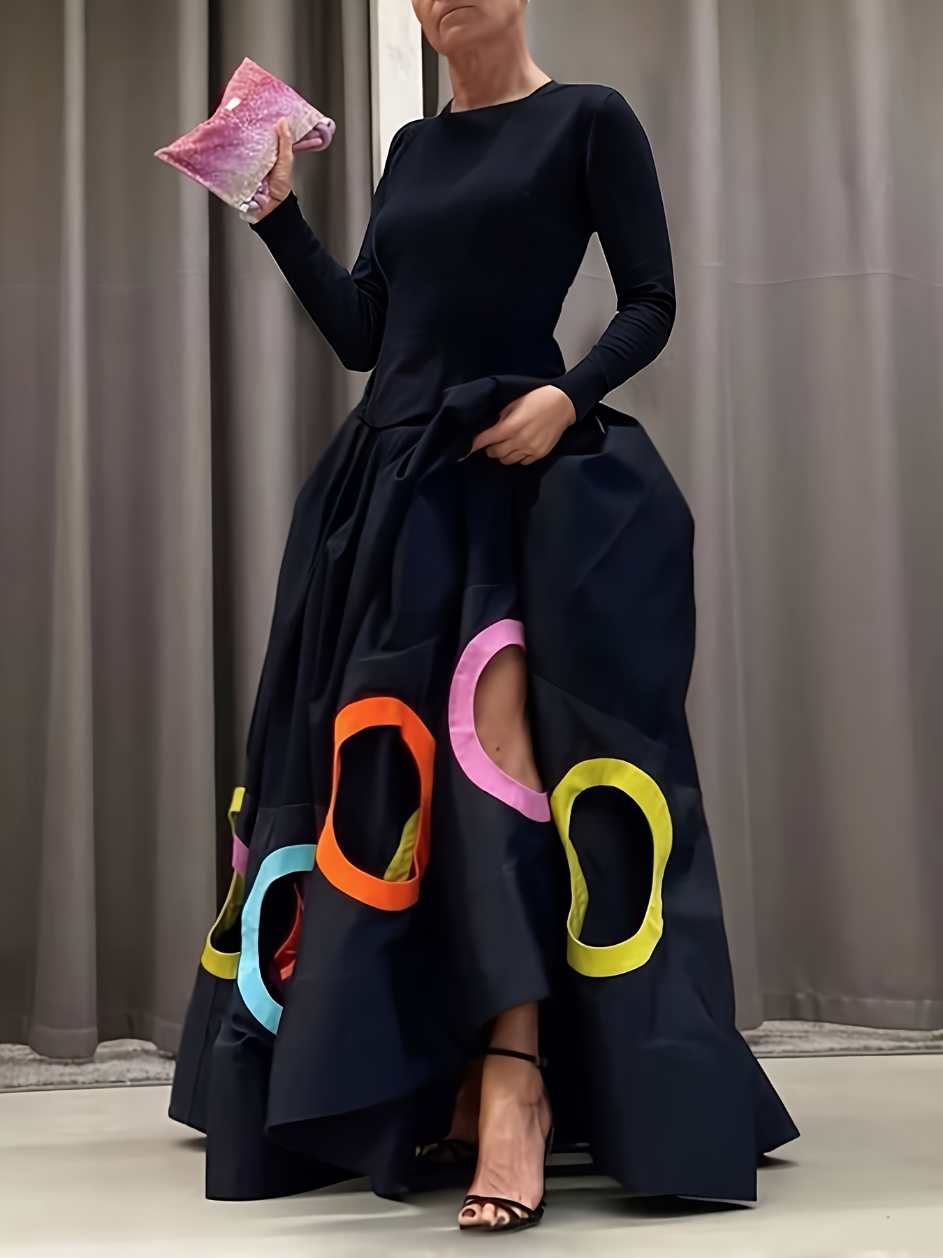 sachin and babi light blue dress Women Autumn/Winter Patchwork Mid-Calf Bodycon Dress Prom Dress,Fall Women  Clothes Long Sleeve Dress Elegant Women Dresses Maxi Dress｜DAZY main image 1