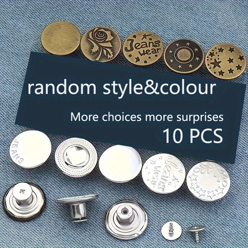 Image of 10/20pcs Bronze Copper Metal Jeans Buttons, 17mm No-sew Replacement Repair With Removable Thread Rivets And Screwdriver Included