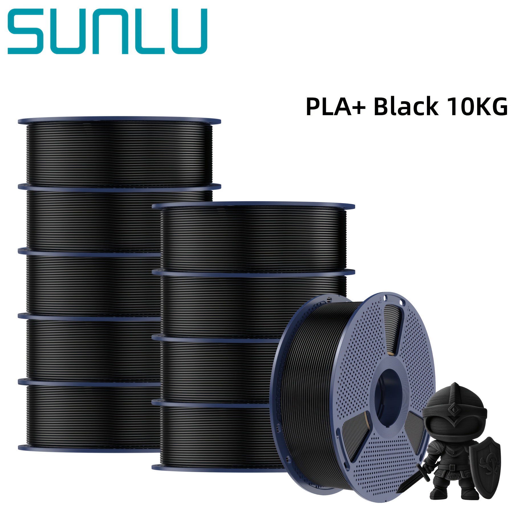 TEMU 10kg Sunlu Pla+ 3d Printer Filament - 1.75mm High-precision Fdm 3d Printing Spool, Wound Large Roll With +/-0.02mm Accuracy, Compatible With