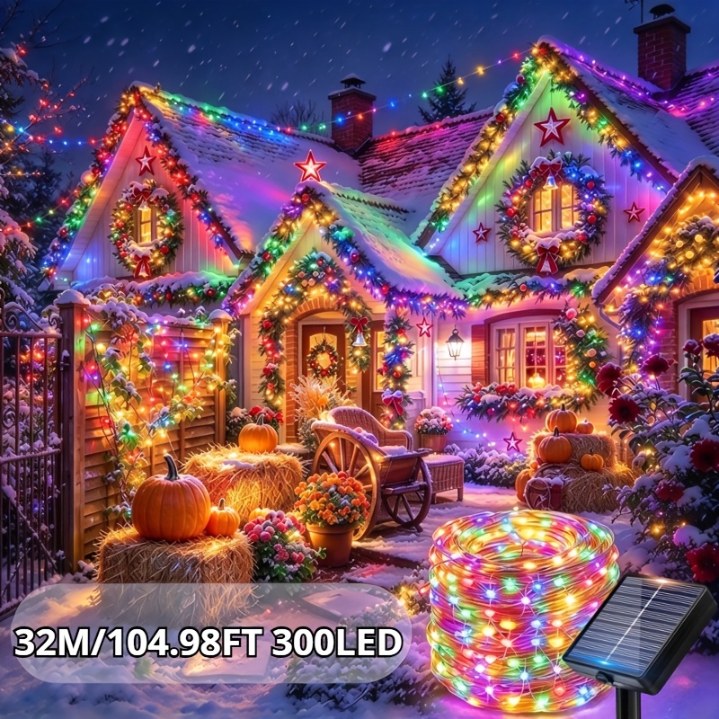 TEMU Solar Led String Lights, Fairy String Lights For Garden Decoration, 13 Lighting Modes, Solar Powered, Suitable For Garden, Yard, Parties, Trees,
