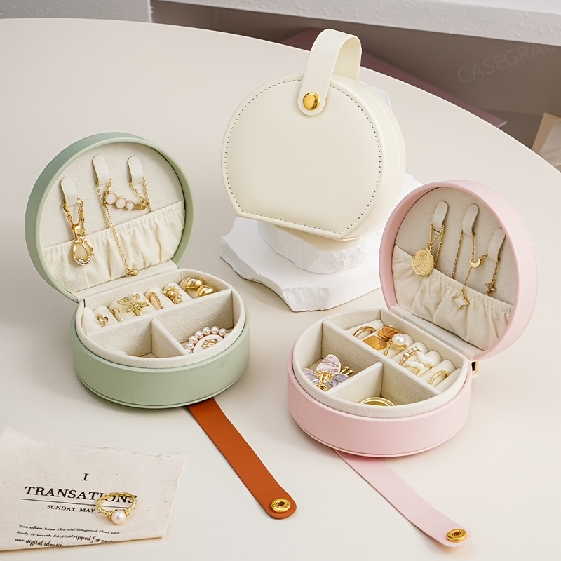 10pcs simple portable jewelry box 10cm 3 94inch mini travel jewelry storage   ladies necklaces rings earrings bracelets cosmetic case   leather display box gift for her valentines day mothers day birthday gift christmas gift jewelry boxes Product details 3