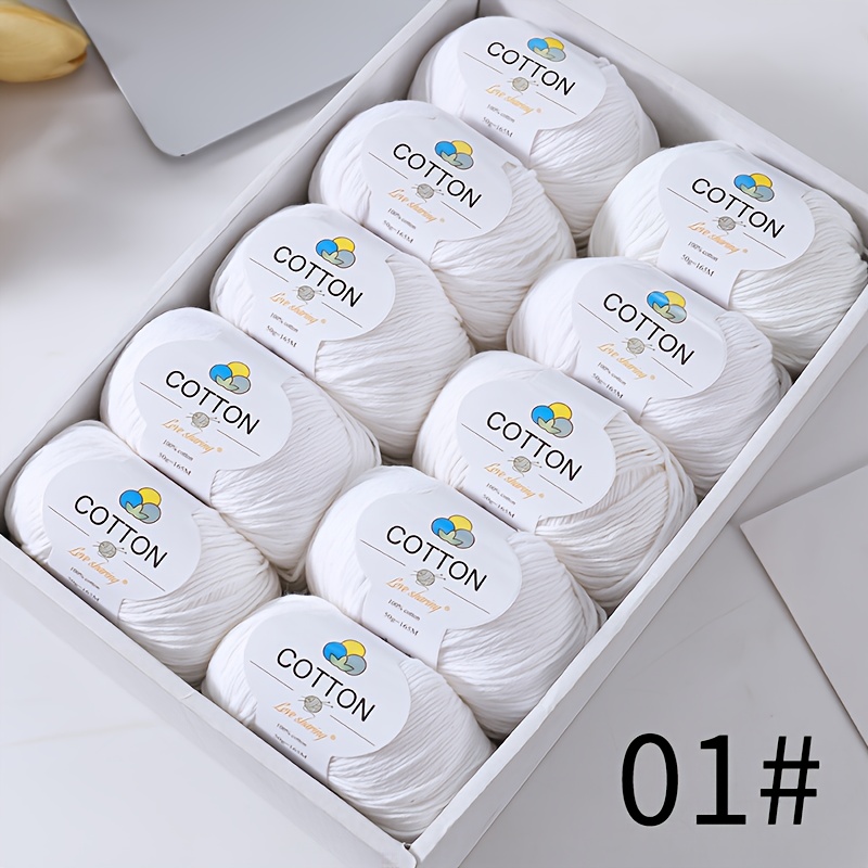 8-ply 100% Cotton Yarn, 1 Pack = 10 Balls = 500g, Suitable For Scarves, Hats, Sweaters, Coats & More, Vibrant Colors, Non-balling, Fade-resistant, No Shedding