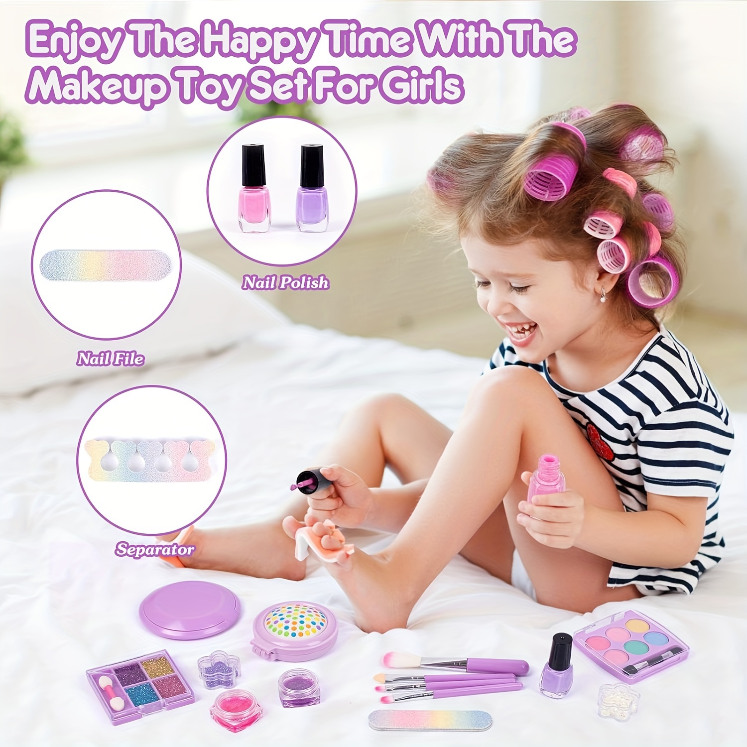 girls deluxe makeup kit with cosmetic bag non toxic washable real perfect for birthdays easter mothers day christmas gifts makeup bag makeup accessories details 4