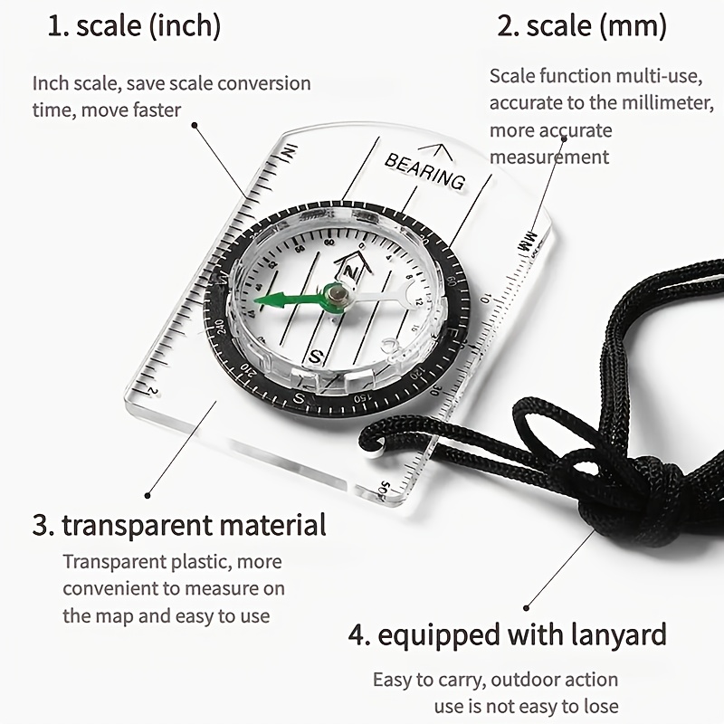 3pcs Transparent Baseplate Compass Scale