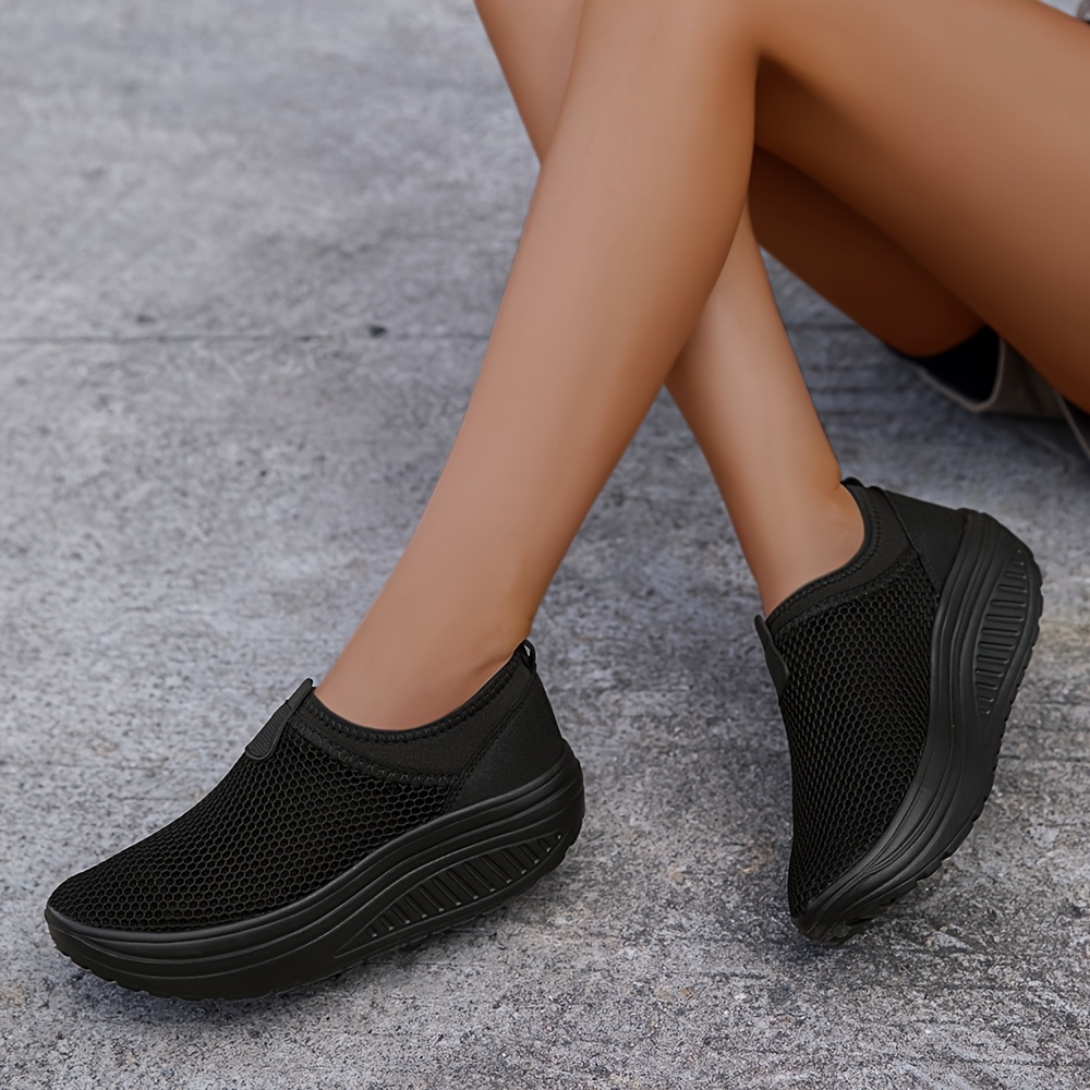 Womens Fashion Walking Shoes Breathable Wedge Sneakers