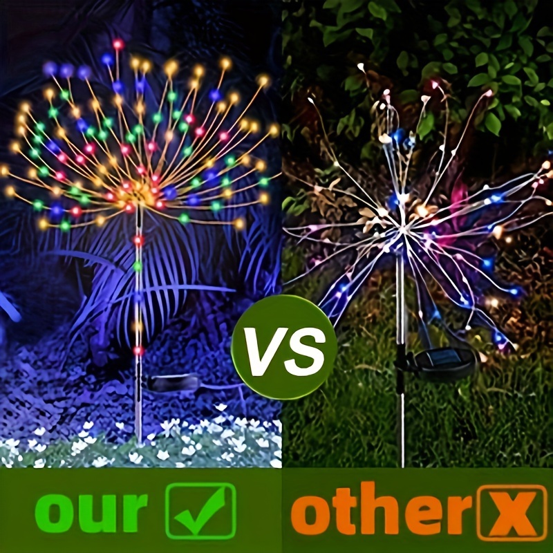 2 packs outdoor solar firework lights decoration for   gardens courtyards parties weddings holidays christmas decor solar ground lights lawn lights halloween decoration lights ambient lighting saving lighting Product details 3