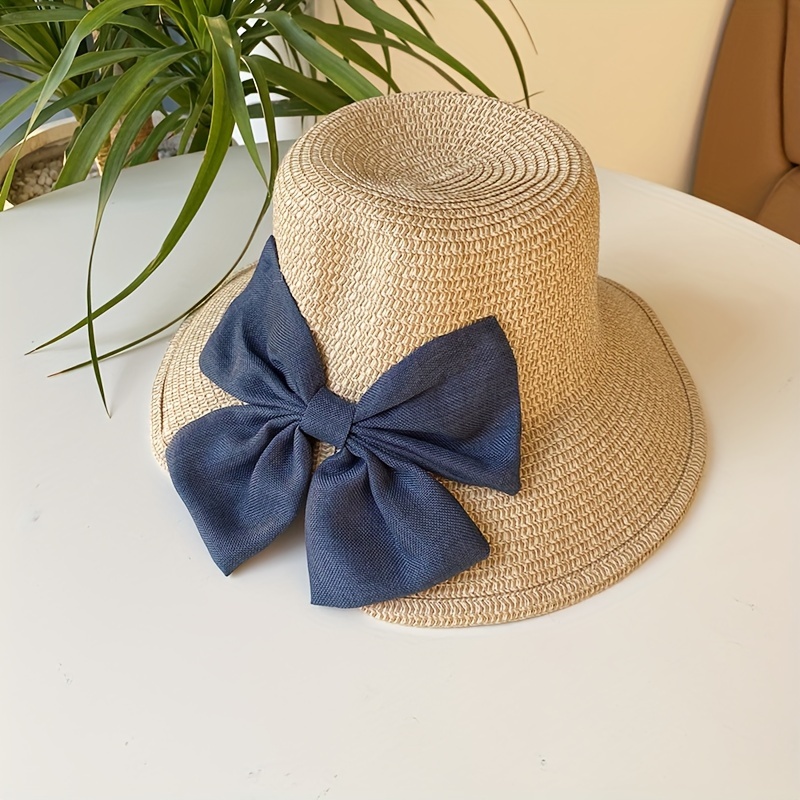 Exclusive Navy Packable Wide Bow Sunhat | Toucan Hats