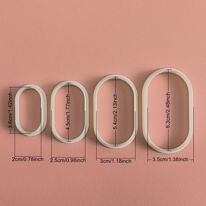 4pcs Capsule & Elliptical Shaped Polymer Clay Cutter Set - Molds For Diy Earrings & Crafts, Durable Plastic, Non-electric With Handles, Clay Earrings
