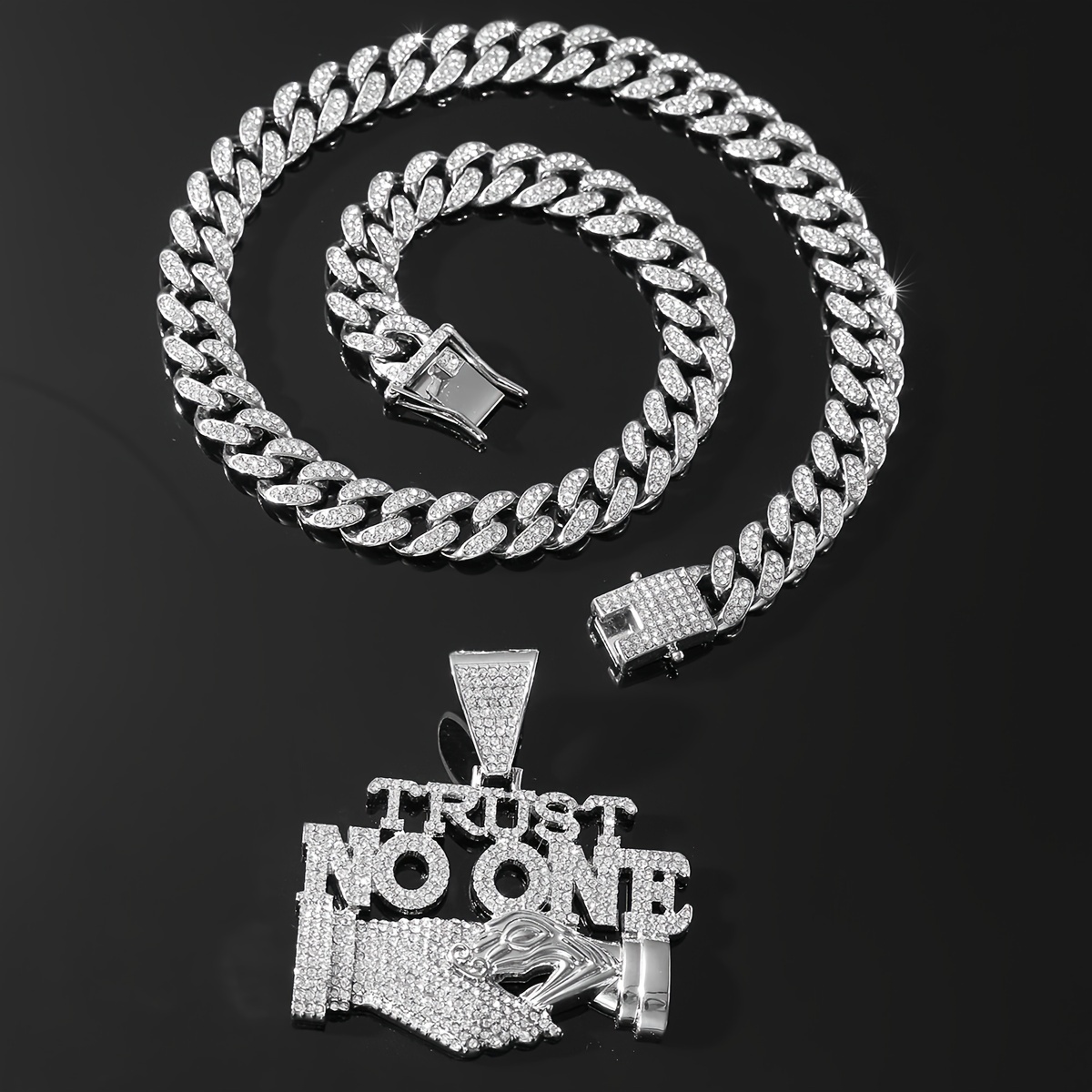 

Letter Pendant Men's Cuban Chain Necklace, For Summer Travel, Men's Gift
