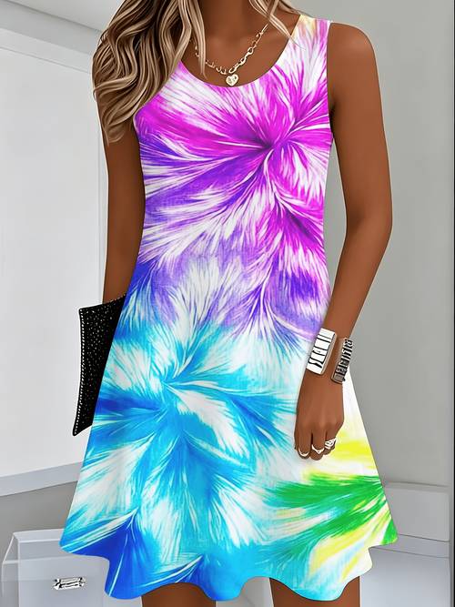womens sleeveless round neck a line dress casual and fashionable womens dress bohemian length dress suitable for outdoor travel and vacation is a perfect gift