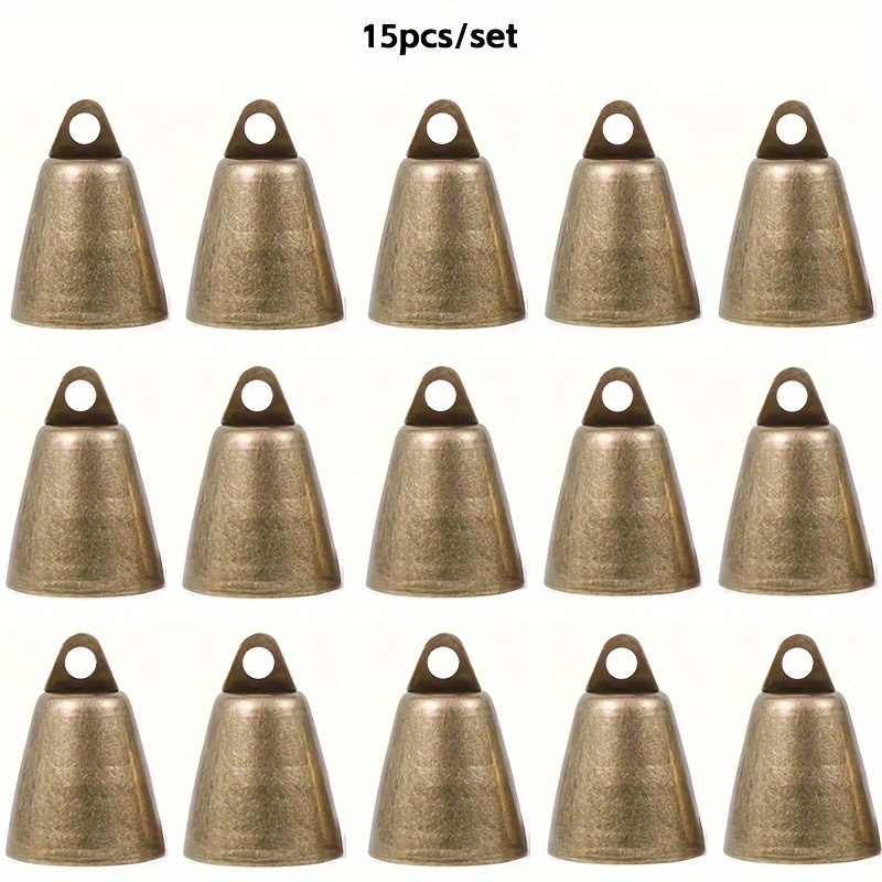Image of 15/30pcs Vintage Bronze Christmas Bell Ornaments, Thickened Rustic Cow Bell Wind Chimes For Weddings, Diwali, Engagements, Easter, Christmas - Versatile Hanging Farmhouse Decor, No Electricity Needed