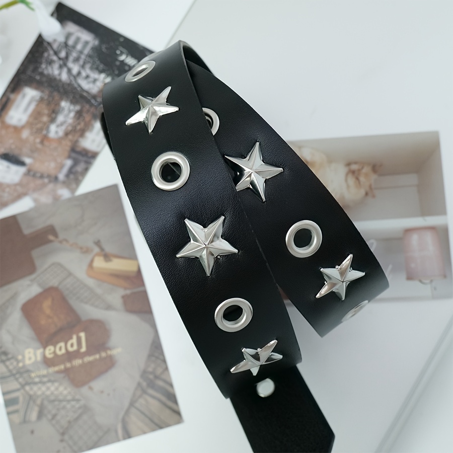 Punk Style Studded Women's Belt Faux Leather Hollow Out Decorative