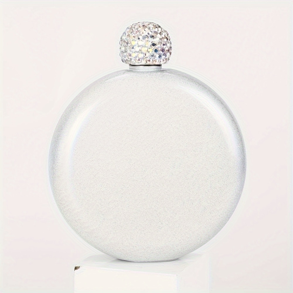 E-shop 1 Stück Damen Tragbare Runde Mini-Flasche, 304 Edelstahl Glitzerbeschichtete Kompakte Reiseflasche