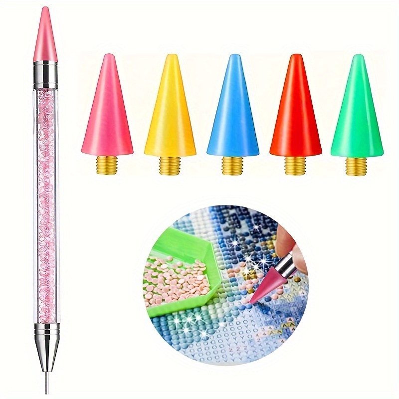 

6-piece Diamond Painting Tool Set With Self-adhesive Dotting Pen & 5 Replacement Tips - No Wax Needed, Professional Design For 5d Diy Crafts & Cross Stitch