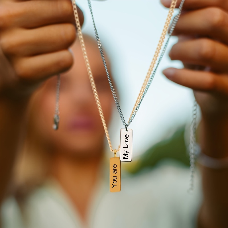 2pcs Personalized Couple's Necklace with Name and Date