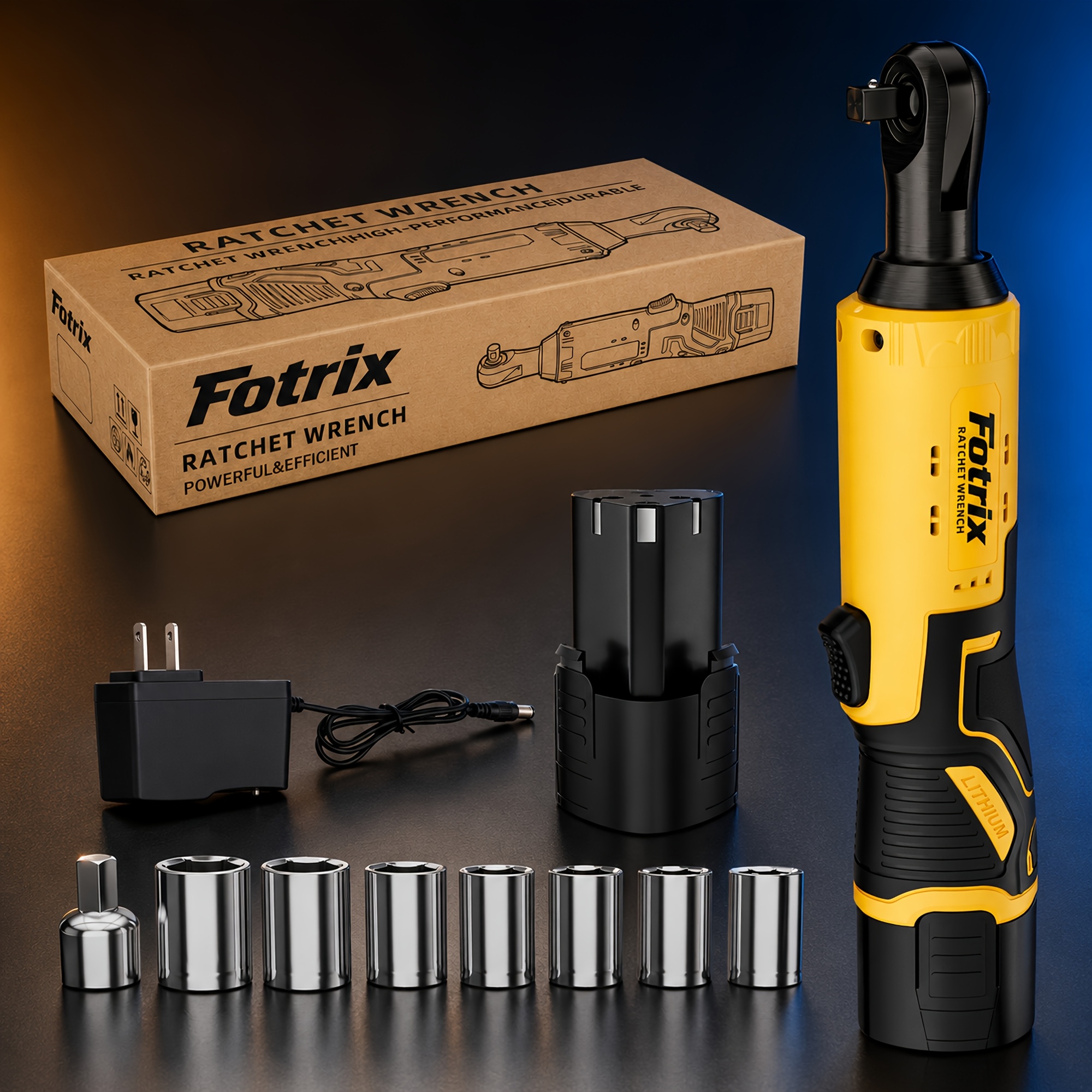 TEMU 21v/12v Cordless Electric Ratchet Wrench, Electric Wrench Set, Includes 1 Brushless Electric Ratchet Wrench; Suitable For Automotive Repairs