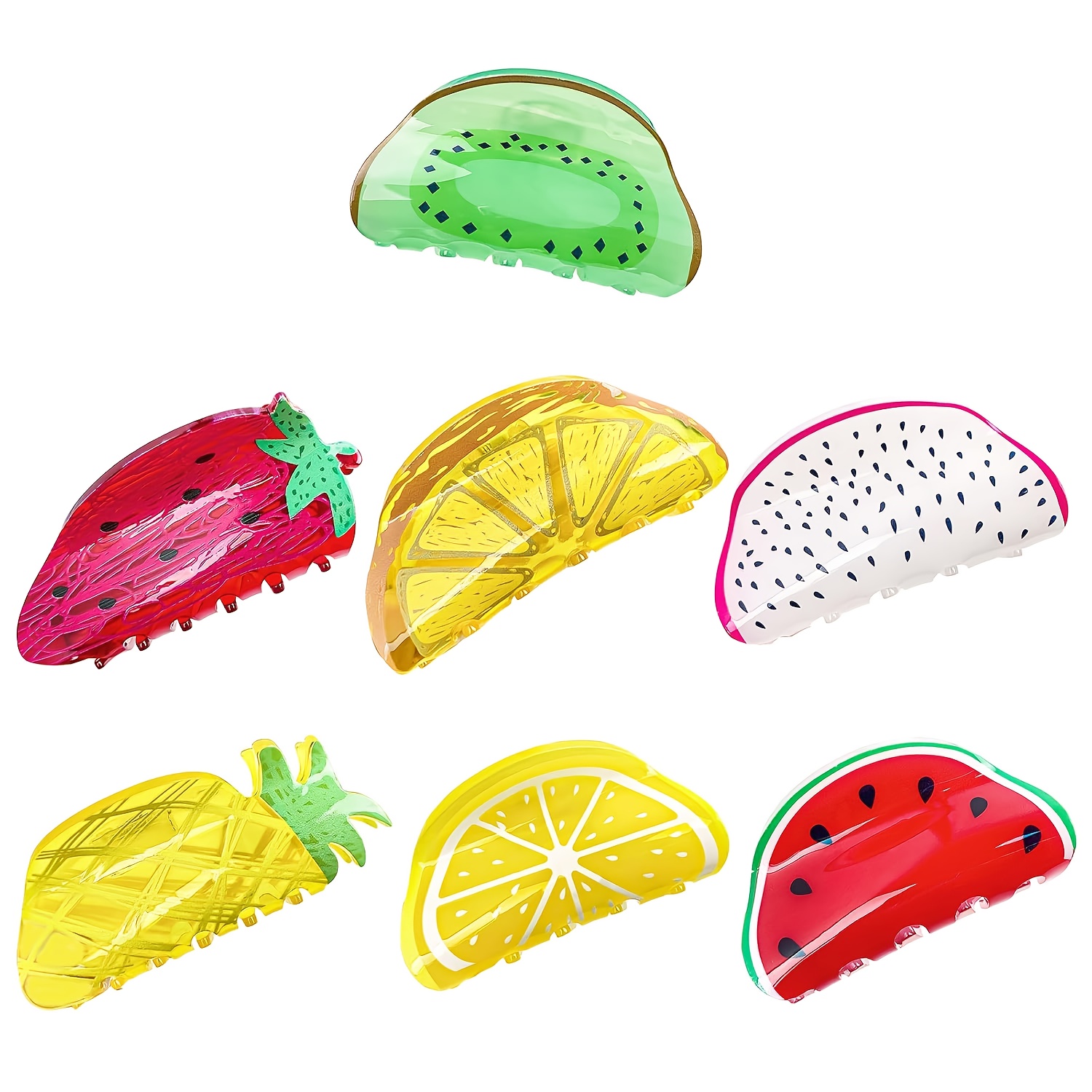 TEMU 7pcs Lovely Kiwifruit Catch Dragon Fruit Watermelon Catch Lemon Orange Pineapple Ponytail Clip Small Fresh Fruit Hairpins, Ponytail Holder, Hair
