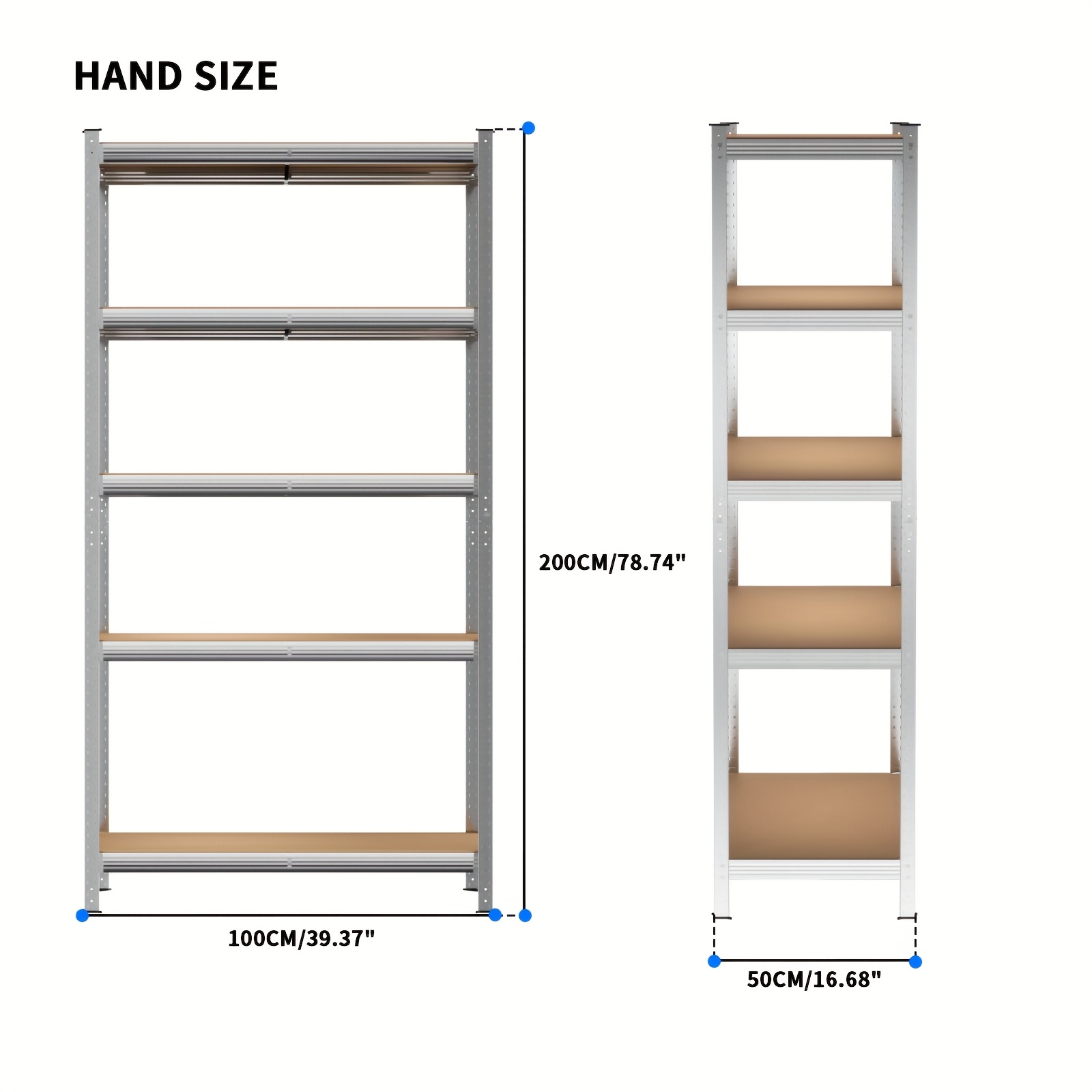 Image of 5 Tier Storage Racking Shelve - 200cm X 100cm X 50cm, Heavy Duty Garage Shelving Units, 875kg Capacity, Ideal For Workshop, Supermarket, Office, Home, Boltless Assembly, Standing Shelf