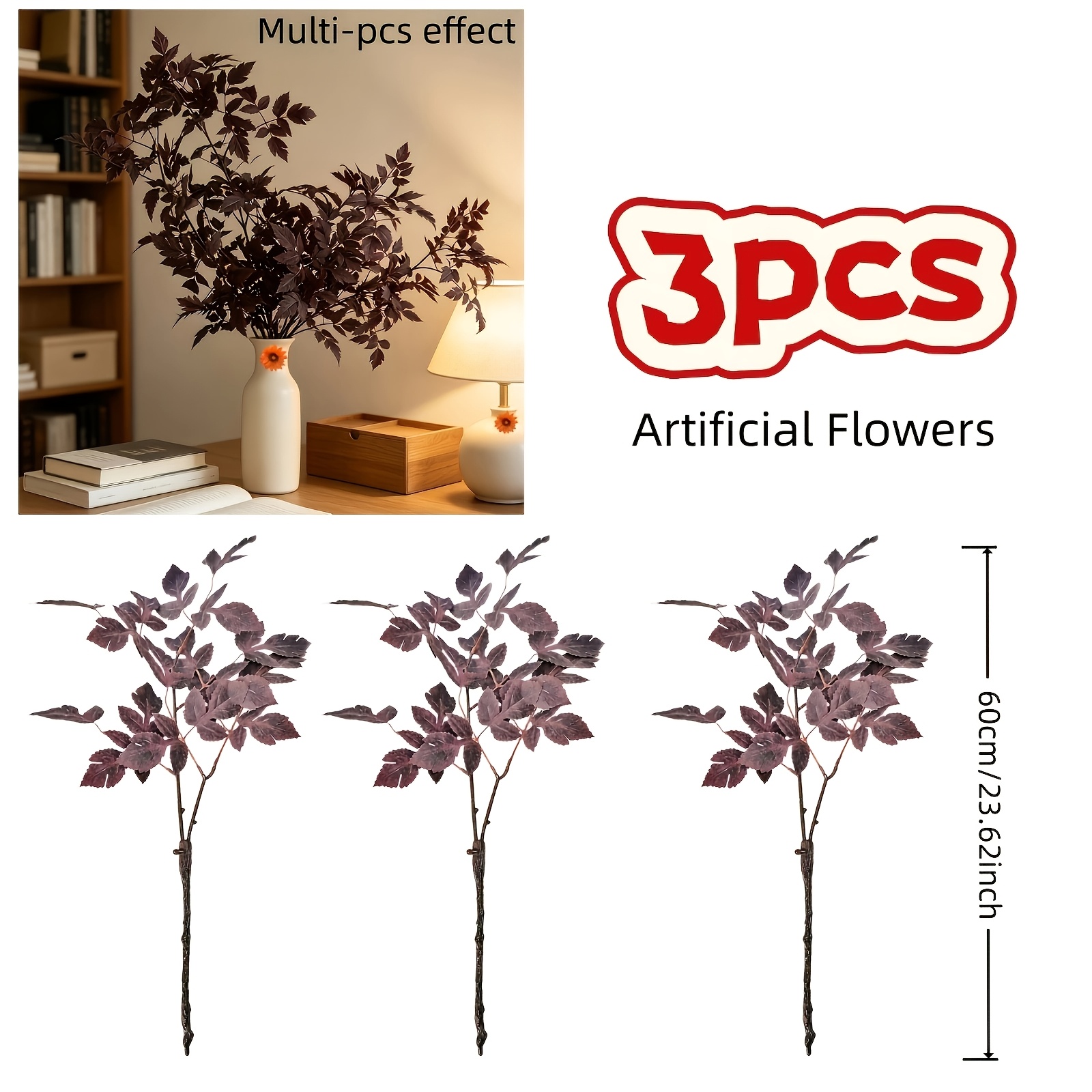 Image of 3-pack Nordic Style Artificial Branches, For Styling, Halloween, Thanksgiving, And Dark Theme Parties, Tabletop And Mantelpiece Decor For Home And Shop Window Displays, Indoor , Home Decoration