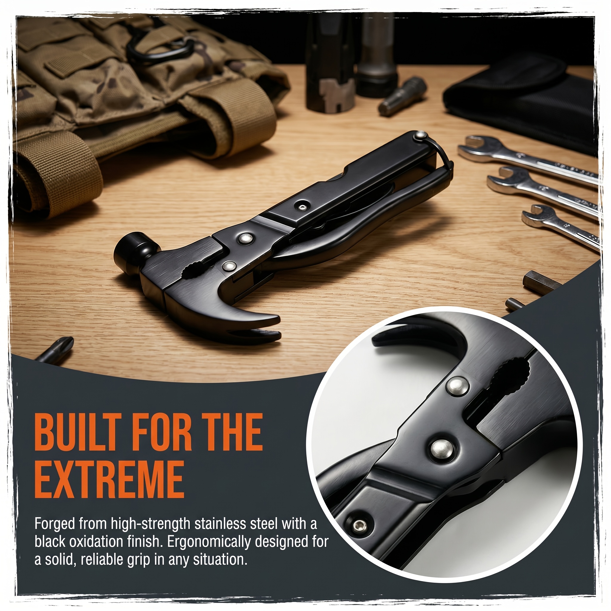 12 in 1 multi functional hammer household vehicle small tool hammer pliers screwdriver wire cutter and 8 other functions durable and rust resistant essential for outdoor use perfect fathers day gift no knife included Product details 5