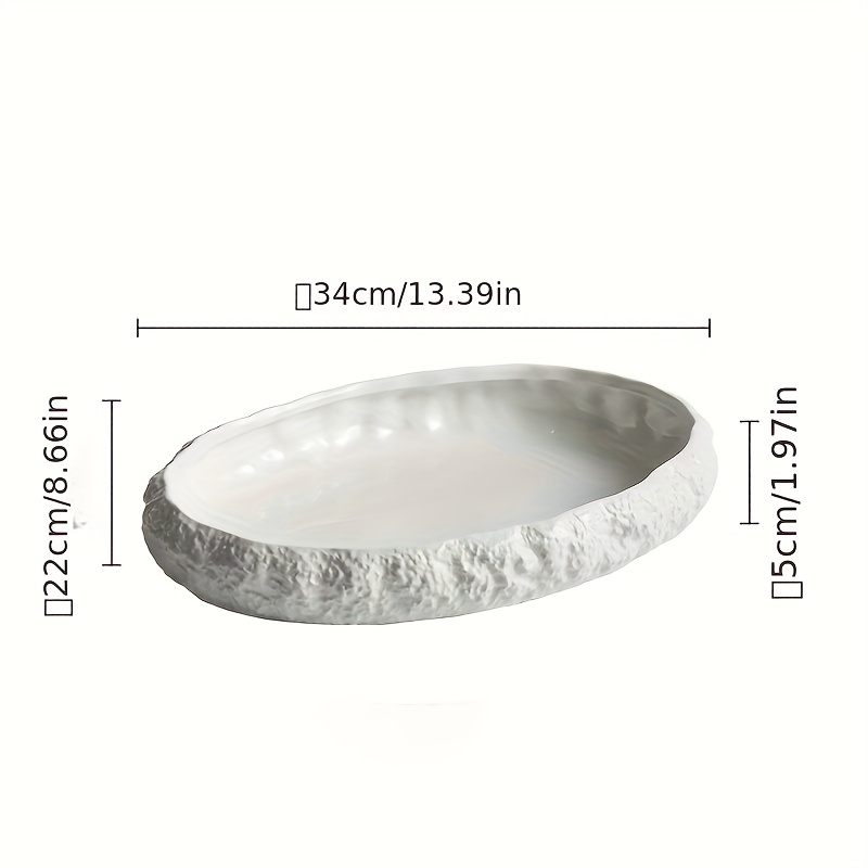 1pc Luxury Ceramic Seafood Serving Tray with Textured Edges - Oval Dish for Steamed Fish and Lobster, Ideal for Restaurant and Home Use