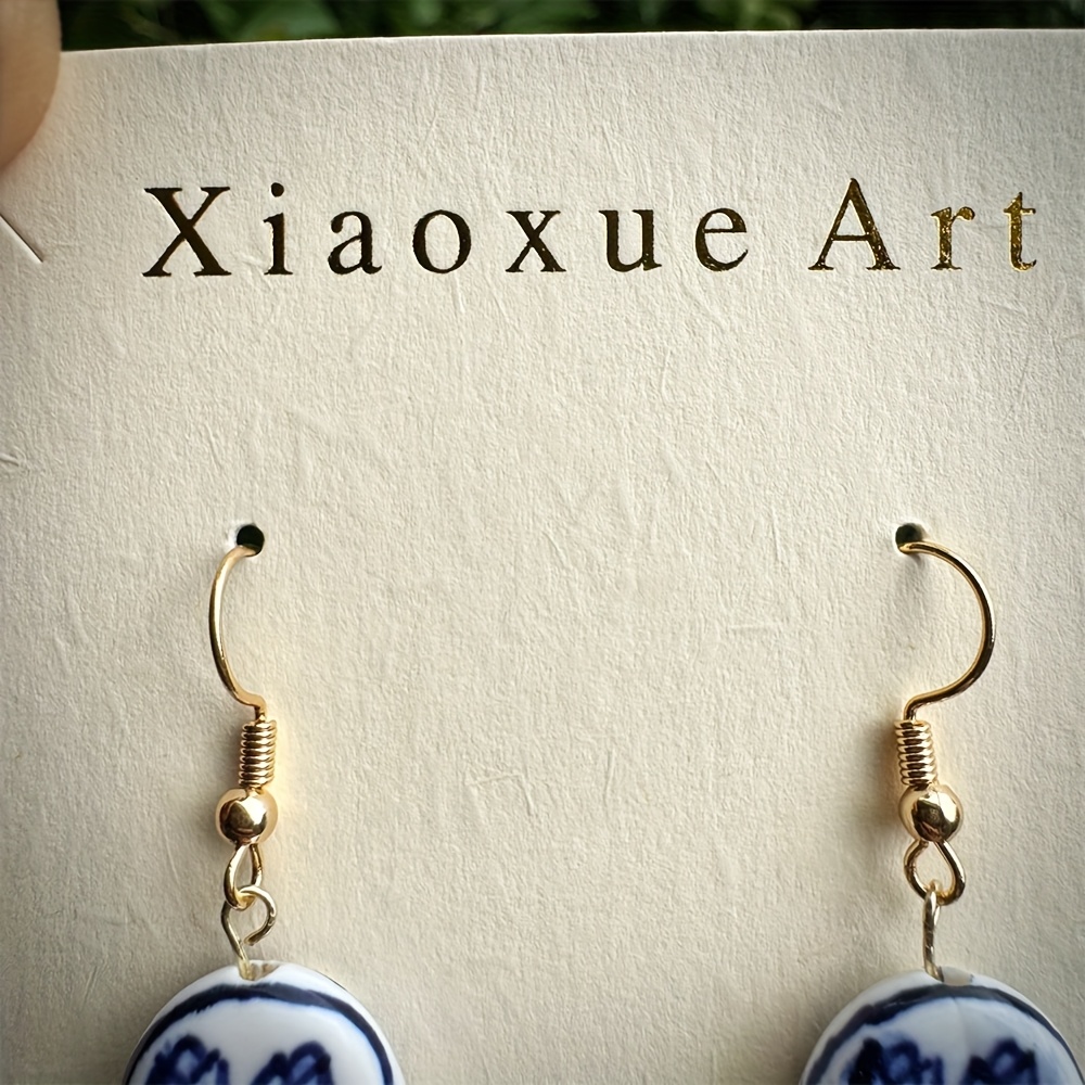 Ceramic Tulip Pattern Earrings, Handmade Elegance