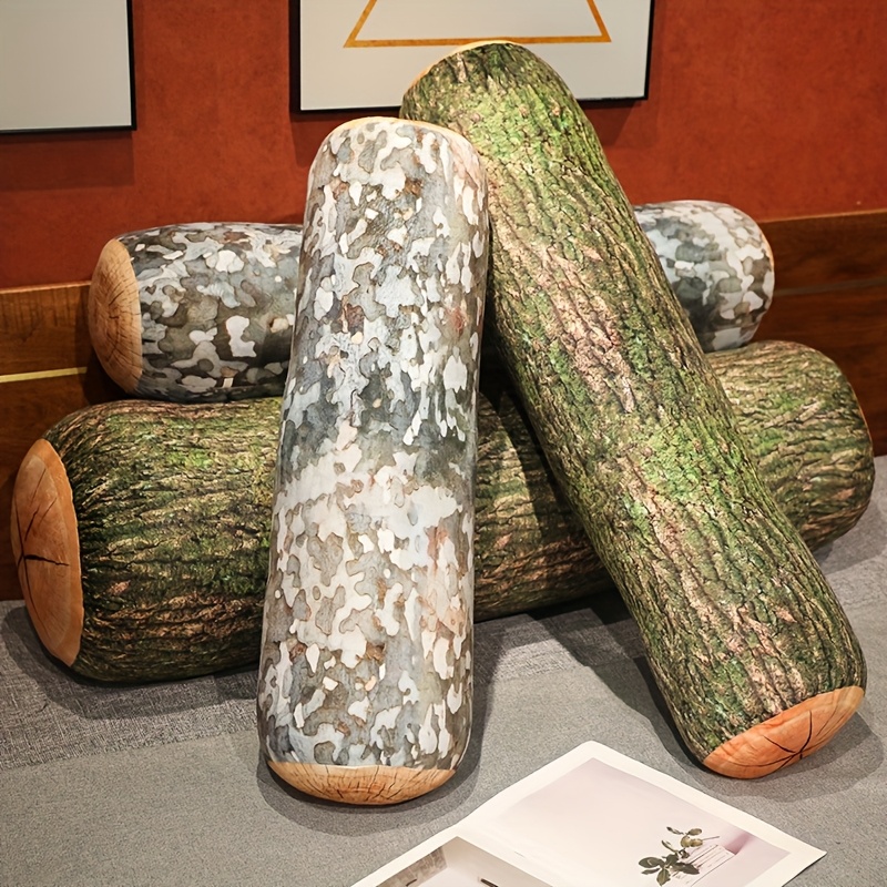 item picture enormous log pillow for cabin decor nature pillow tree stump wood long round throw pillows 3d print therian room decor forest themed woodland for bed room couch