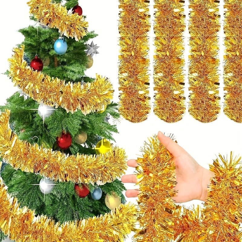 

Traditional Plastic Christmas Tinsel Garland, No Feather Metallic Twist , Tree And Party Hanging Decorations, Suitable For Wedding, Birthday, And - Pack Of 1/2