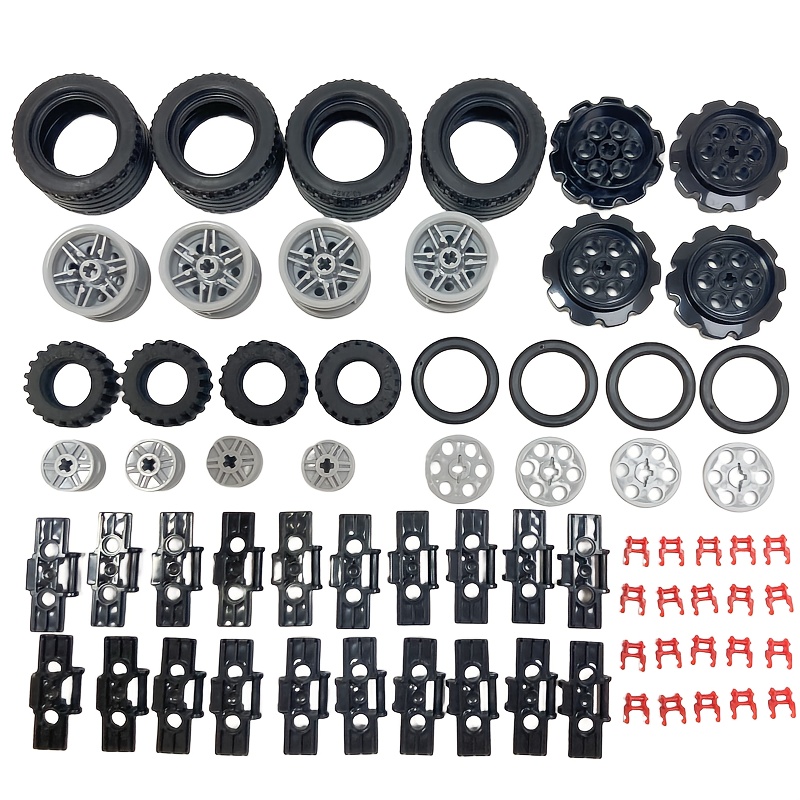 68pcs/set Mechanical Building Blocks With Gears, Wheels, And Large Track Additions For Educational Toys For Children Made Of Abs