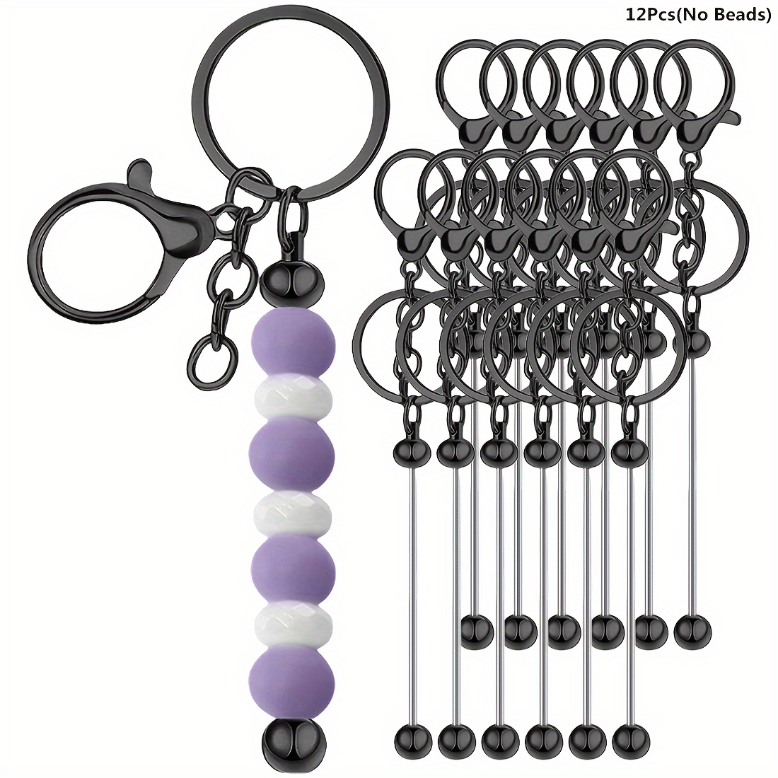 12pcs (no Beads)beaded Keychains Blank Keychain Strips Beaded Keychains Used For Beading Making Decoration Diy Crafts Holiday Gifts Valentine's Day Gifts