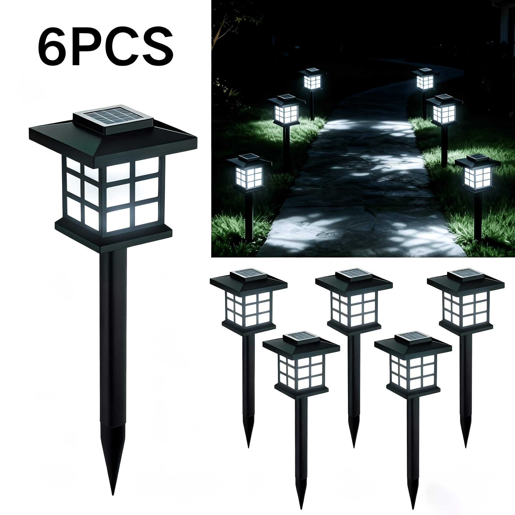 24-Pack Solar Outdoor LED Landscape Lights, IP44 Waterproof, Warm and White Light Options for Garden, Driveway, and Sidewalk Lighting