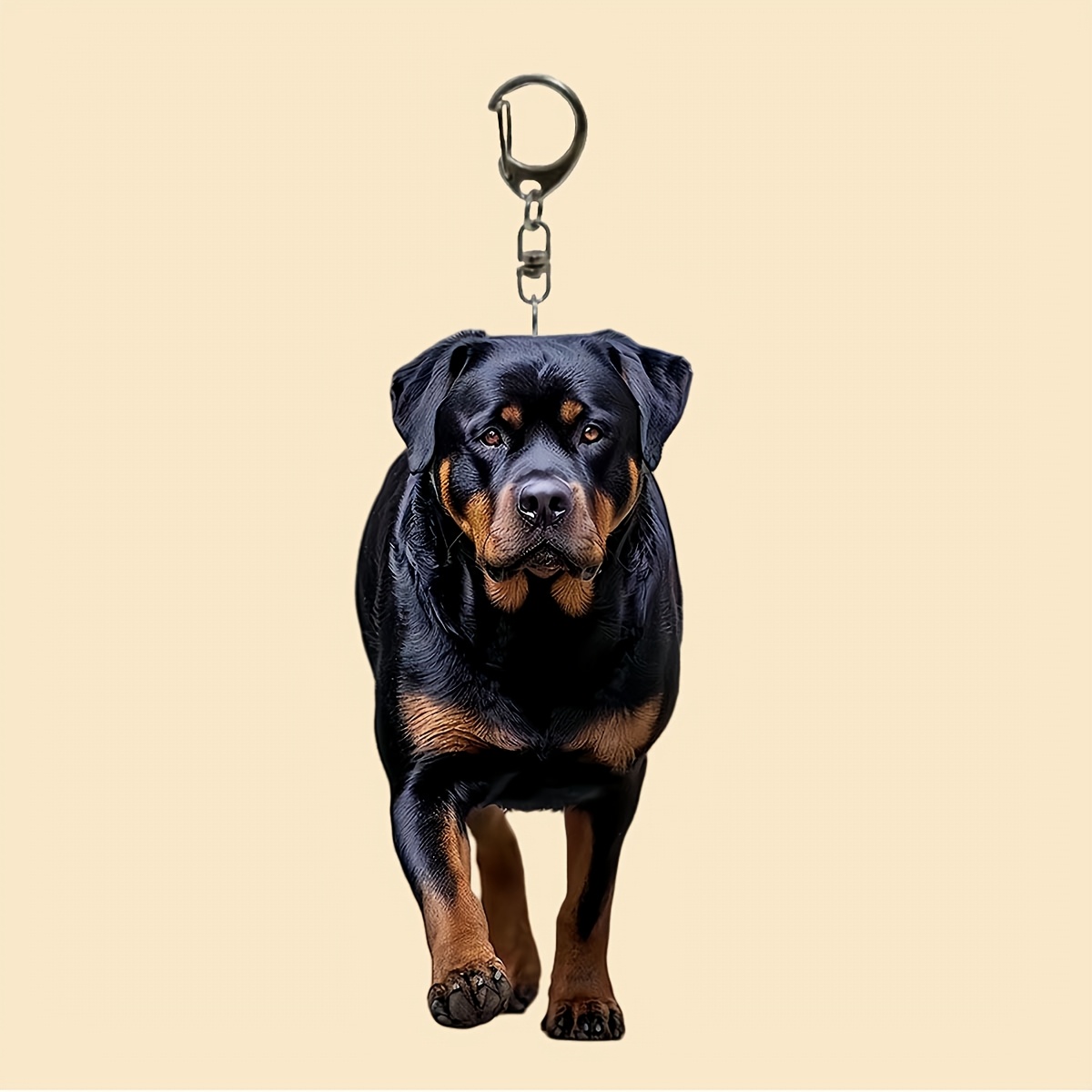 

1pc Cute Keychain, Acrylic 2d Walking Rottweiler Keyring, & Lightweight Charm For Keys And Accessories