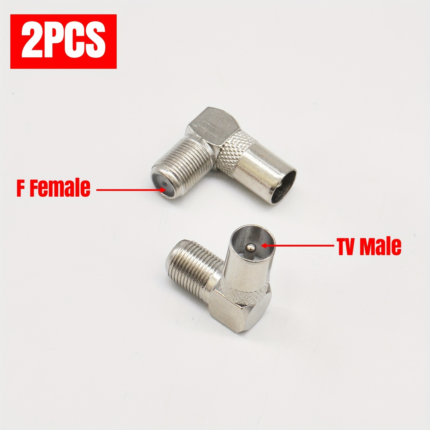 Female To Male Right Angle Coaxial Cable Converter, 90 ° F Female Head To 9.5 Tv Male Head, Suitable For Cable Plug-in Head.