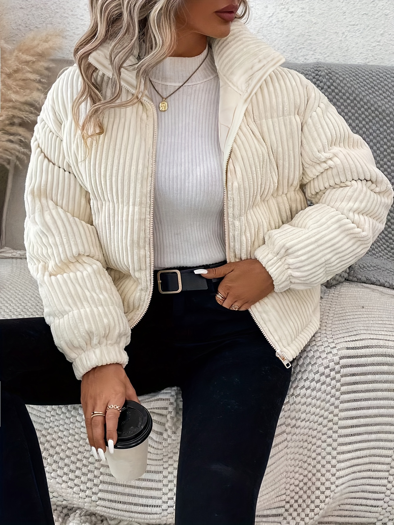 Outfit Plus Size Corduroy Jacket Plus Size Corduroy Zip Casual