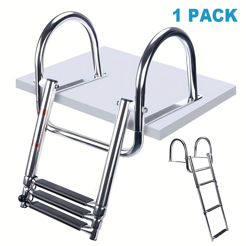 3 steps   floating bridge boat ladder   steel folding telescopic ladder rear entrance ladder fully welded reinforced dock ladder swimming deck ladder   handrail