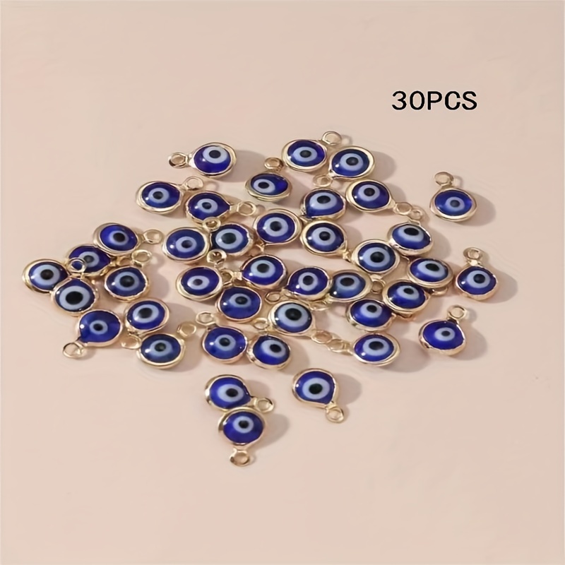 

30pcs Blue Evil Eye Charms, Resin Pendant Beads For Jewelry Making, Diy Bracelet Necklace Earrings Accessories