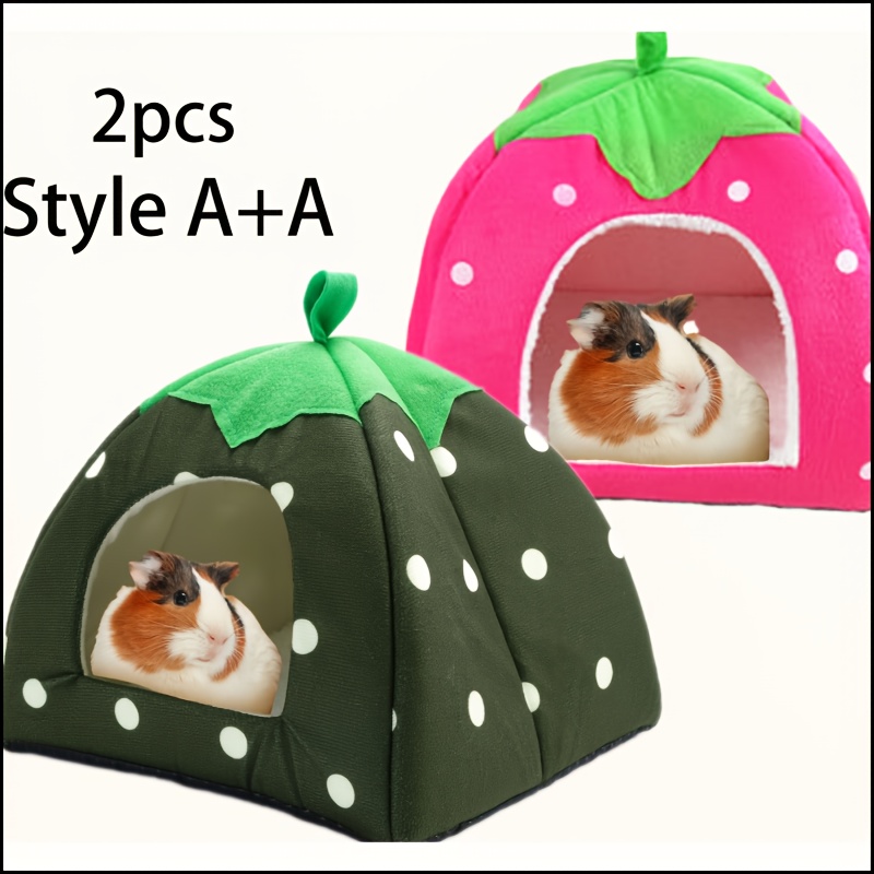E-shop 2 Stk. Ganzjährig abnehmbares waschbares warmes Versteck für Meerschweinchen, Hamster, Kaninchen, kleine Haustiere, halbgeschlossenes