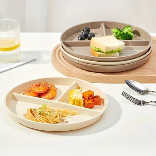 2pcs adult portion control dinner plates suitable for restaurants three compartment round plastic personal plates reusable for and picnic plates salad plates dishwasher safe reusable