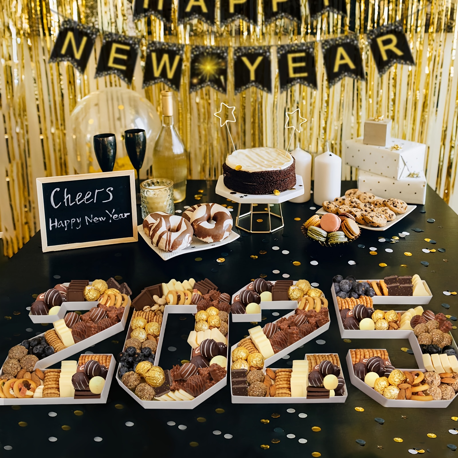 new year's eve party supplies 2025 number charcuterie board Temu