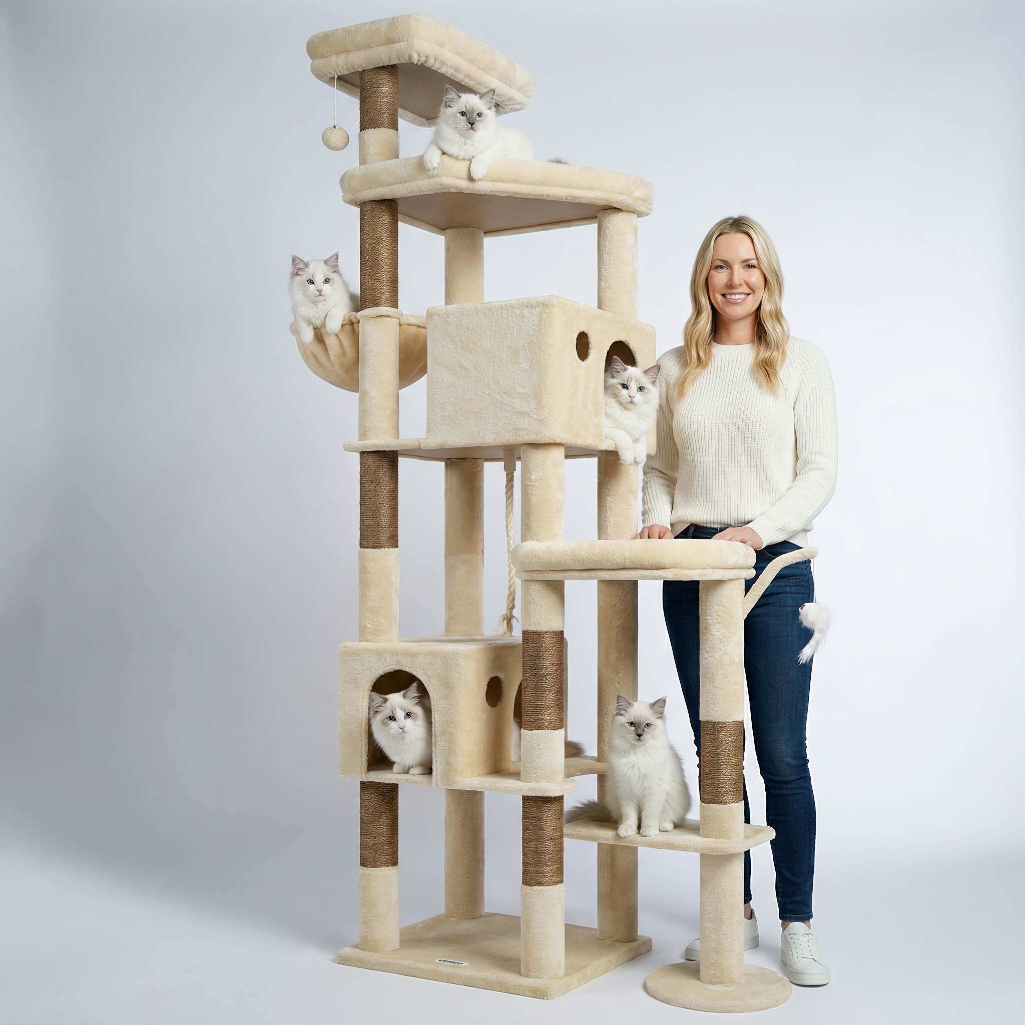 TEMU Globlazer Tree, 83 Inch Cat Tree For Indoor Cats Large Adult, Xxl Cat Tower With 9 Scratching Posts For 20lb  Heavy Duty Large Adult Cats, S83