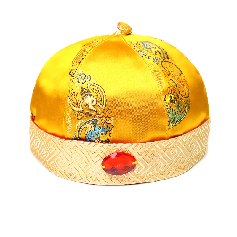 elegant ancient   hat intricate red golden embroidery with floral geometric patterns   design for comfortable wear ideal for stage performances cultural events