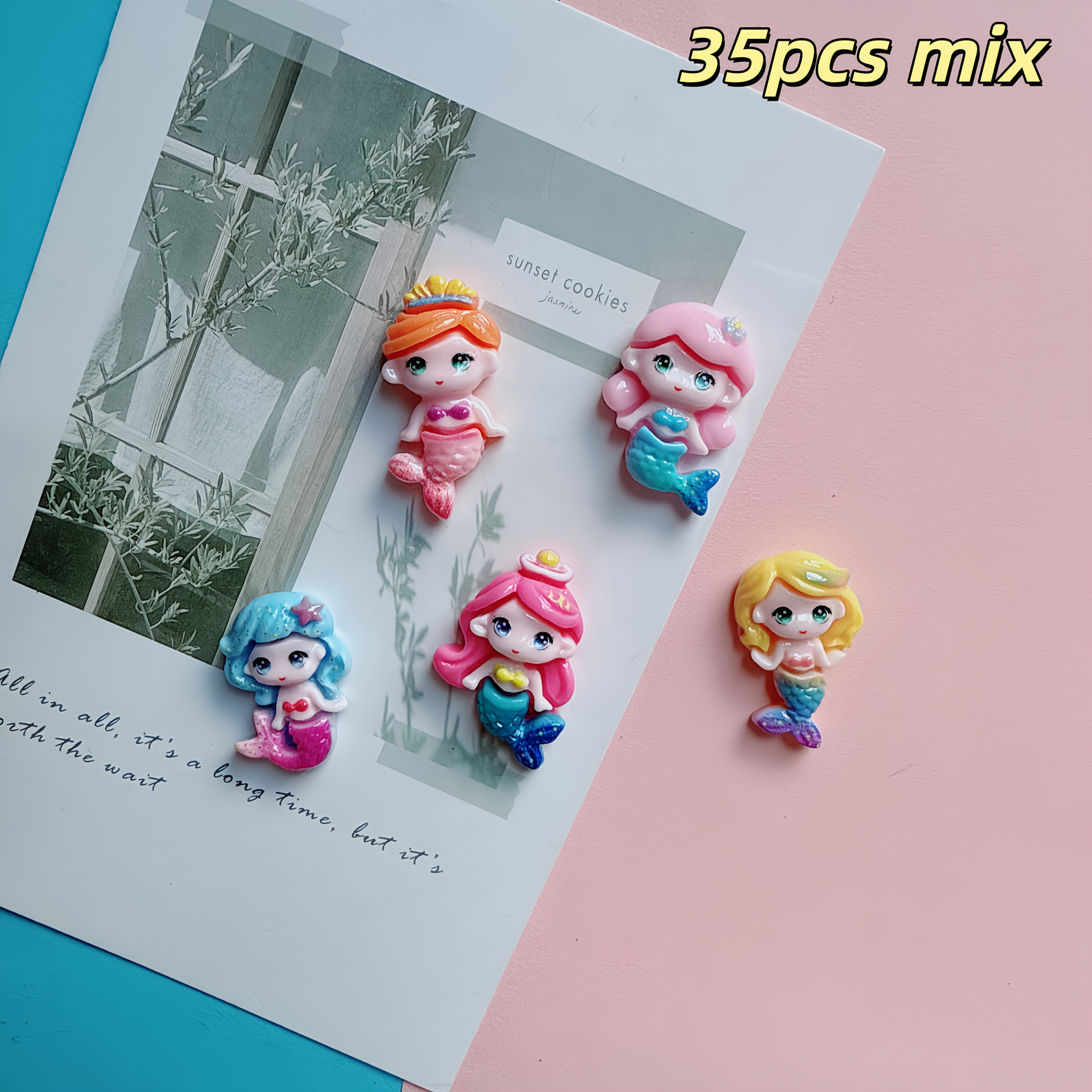 TEMU 35pcs Of Cute Cartoon Resin Decorations - Featuring , High-quality Resin, Whimsical Design, Perfect For Pendant Jewelry Making
