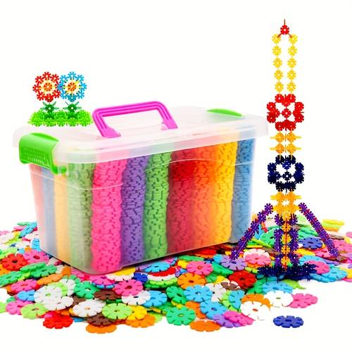 aheayuan official store 300pcs random color childrens snowflake building blocks toy theme design number and letter recognition construction set perfect gift for holidays new year and back to school