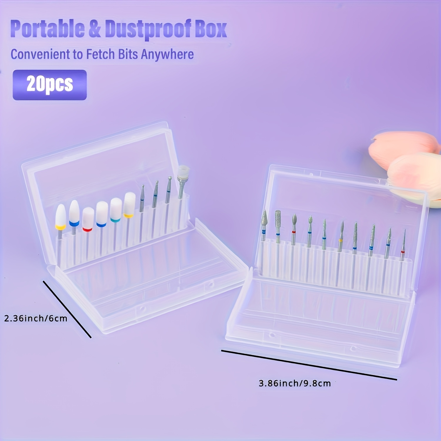 Image of 20pcs Nail Drill Bit Set, 3/32" Professional Ceramic And File Drill Bits, Electric Drill Trimming Nail Drill Bits, For Acrylic Gel Nail Manicure Pedicure, Odorless Nail Tool Set