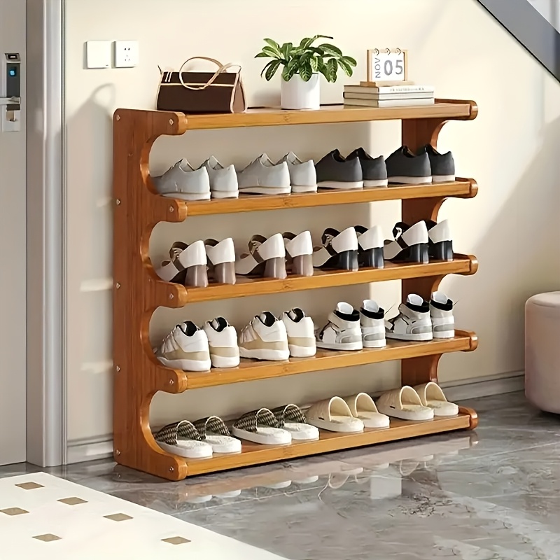 TEMU Bamboo Shoe Shelf - 3/5/6-tier Large Capacity Shoe Organizer With Freestanding Space-saving Shoe Rack, Sturdy Lightweight Suitable For Home,