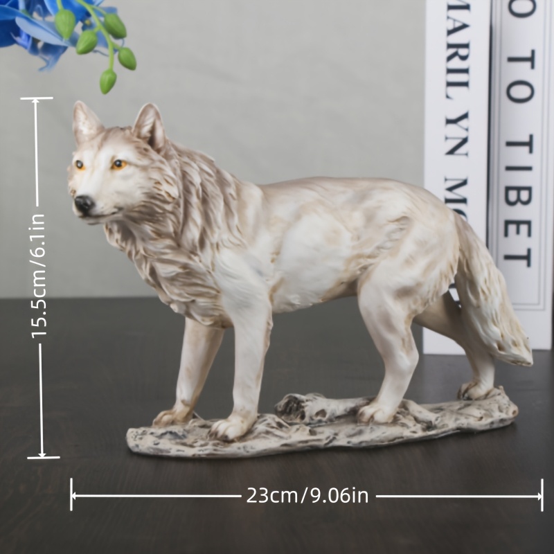 9-Inch Grijze en Witte Wolf Sculptuur