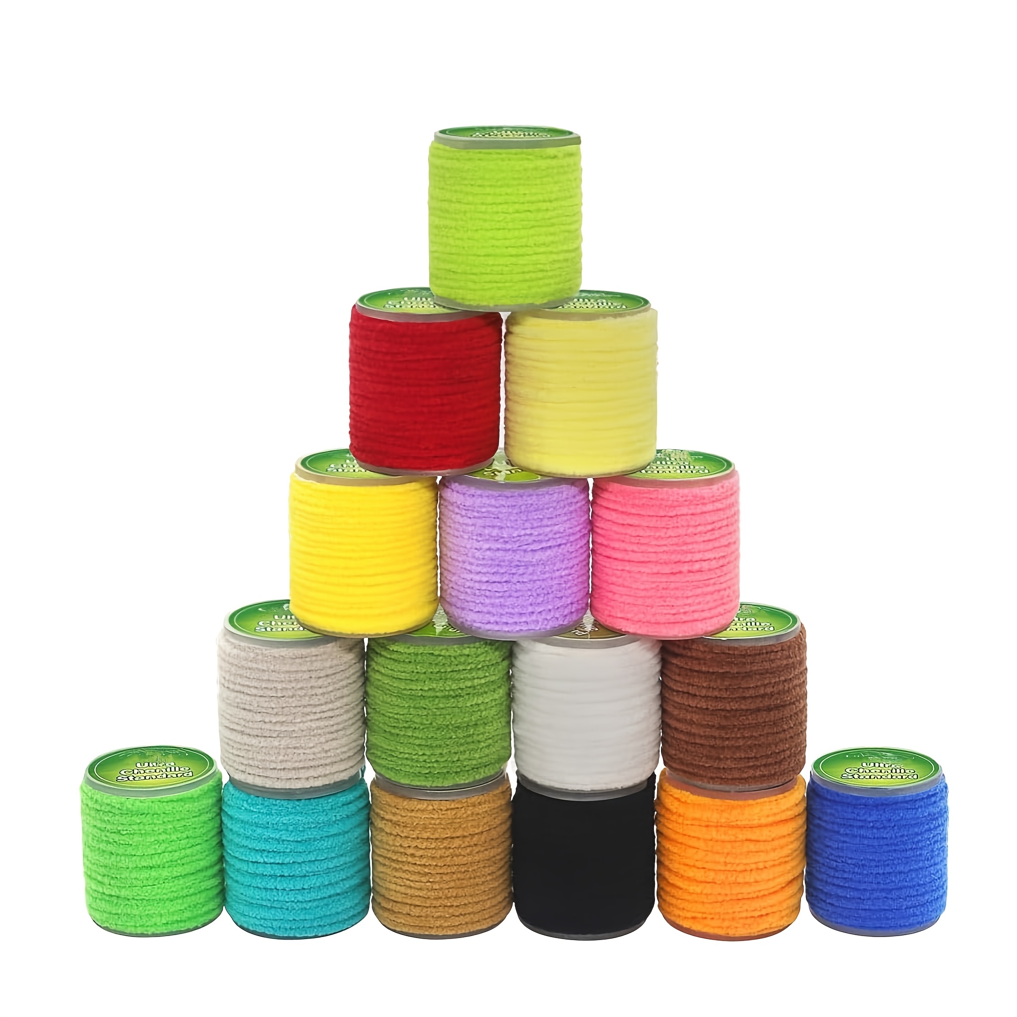 TEMU Kit di Materiali per Legare Mosche in Chenille 16 Colori - Accessori per Crappie Jigs, Wooly Buggers e Streamer (Set Standard Chenille da 16