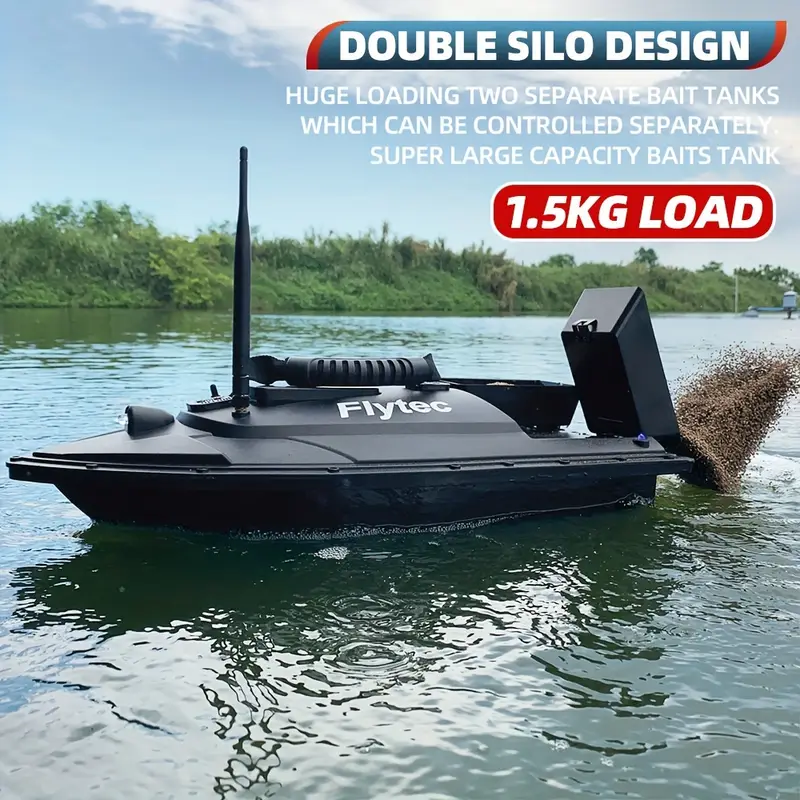 Barco De Cebo De Pesca Rc Con 2 Baterías De 5200 Mah Y Bolsa Color Barco De Cebo De Pesca Rc Con 2 Baterías De 5200 Mah Y Bolsa Color